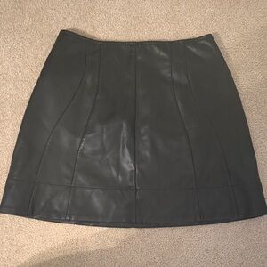 Anthropologie Black Leather Mini Skirt